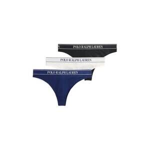 NEW POLO RALPH LAUREN women's high waist thong panty in onyx/white cloud/navy